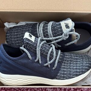 New Balance Navy and White Knit Lace-Up Sneakers